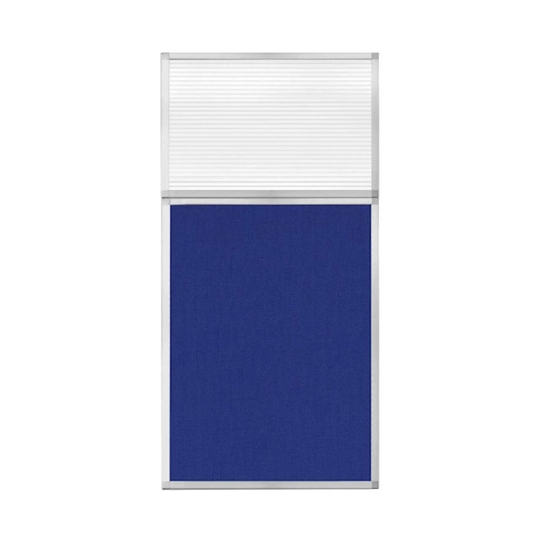 Hush Panel Configurable Cubicle Partition 3' x 6' W/ Window Royal Blue Fabric Clear Fluted Window